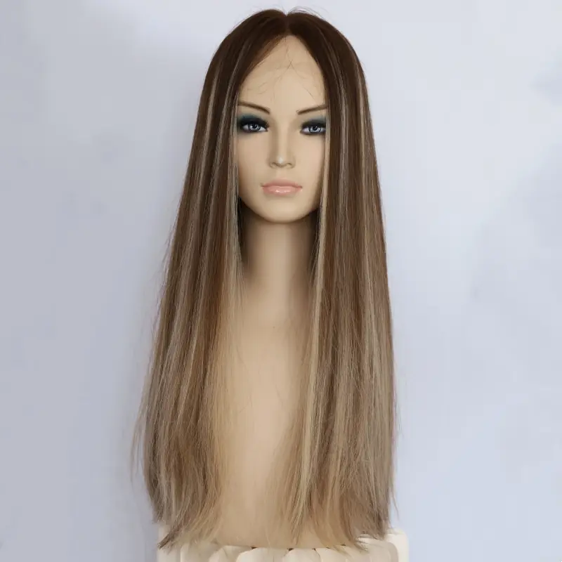 Hot sale #4.b10.24 highlight color lace top wig luxury human hair top quality YR0068